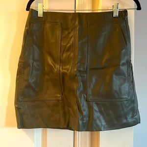 Army Green Leather Skirt